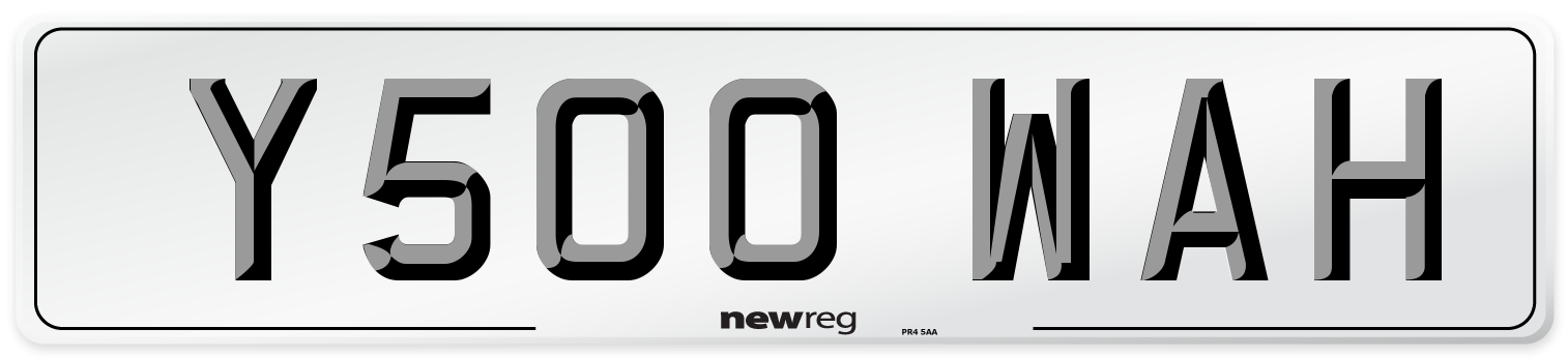 Y500 WAH Number Plate from New Reg